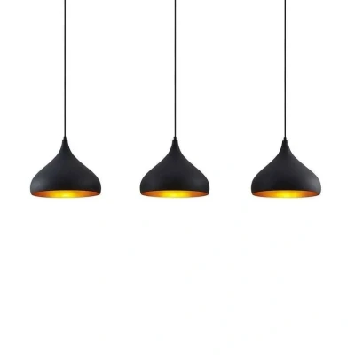 Abbildung von Lindby Pendelleuchte Elamira, schwarz, Metall, 133cm, 3 flg.