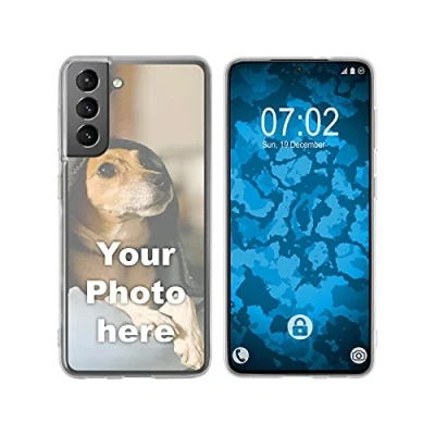 Abbildung von PhoneNatic Case kompatibel mit Galaxy S21 Personalisierte Handyhülle clear zum selbst gestalten eigenem Foto