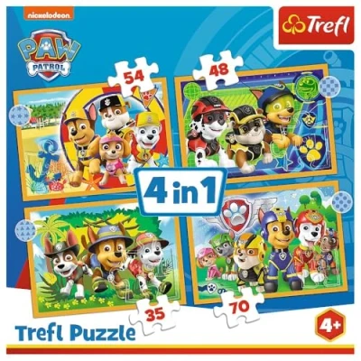 Abbildung von Trefl Puzzle 4 in 1 Puzzle, Das lustige Team von PAW Patrol, 35 bis 70 Teilen, Puzzleteile