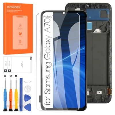 Abbildung von Arbilato LCD Display für Samsung Galaxy A70 A705, kompletter Digitizer A705F SM A705MN, Touchscreen, Ersatzteil, zusammengebaut mit Set (Schwarz Rahmen)