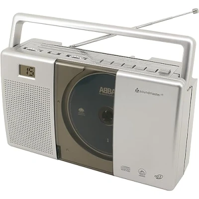 Abbildung von Soundmaster RCD1185 tragbares Radio mit CD Player Hörbuchfunktion Kofferradio UKW (UKW Radio, Retro Player, Antenne)
