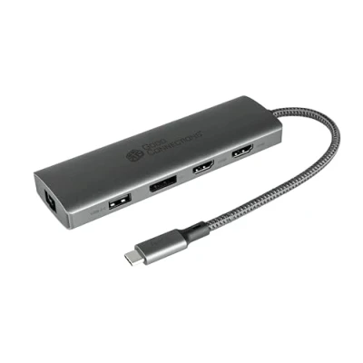 Abbildung von Good Connections USB C™ Hub (10 Port), 2X HDMI 2.0, 1x DP, (PD 96W), 3.0 A, 2.0 RJ45, Kartenleser, anthrazit
