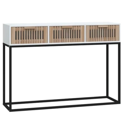 Abbildung von vidaXL Beistelltisch Konsolentisch Weiß 105x30x75 cm Holzwerkstoff und Eisen (1 St)