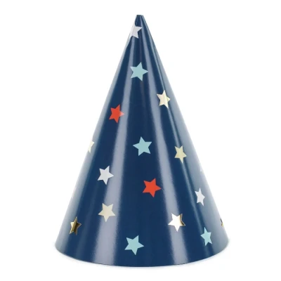 Abbildung von Partyhüte Sterne 16cm Partyhut 6er Set Geburtstagshut Partydeko Kindergeburtstag Party Hüte Kostüm Zubehör Blau