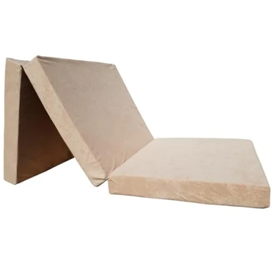 Abbildung von Natalia Spzoo gemütliche Faltmatratze Klappmatratze mit Schaumstoffkern &amp; abnehmbarem Bezug 3 teilige klappbare Schlafmatte 195 x 65 8 cm (Beige 1009 100% Polyester)