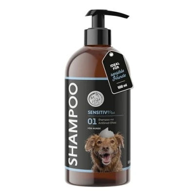 Abbildung von Annimally Sensitiv Plus Shampoo Natürliches Hundeshampoo für Sensible Hunde &amp; Welpen, Sanfte ph neutrale Reinigung mit Kokosöl, ohne Silikone, Parabene künstliche Duftstoffe 500 ml
