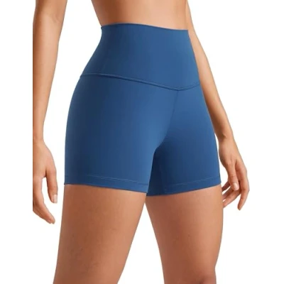 Abbildung von CRZ Yoga Womens Kurze Sporthose Laufshorts Sommer Radlerhose High Waist Fitness Shorts ButterLuxe 10cm FRANZÖSISCHE MARINE 36