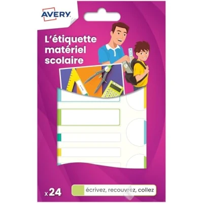 Abbildung von Avery Dekoknöpfe aus 24 Etiketten Einsteckkarten Blanc avec bordure Vert/Bleu/Jaune/Rouge