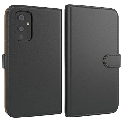Abbildung von EAZY CASE Tasche kompatibel mit One Plus 9 Schutzhülle Standfunktion Klapphülle im Bookstyle, Handytasche Handyhülle Flip Cover Magnetverschluss und Kartenfach, Kunstleder, Schwarz