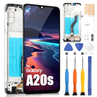 Abbildung von LCD Display für Samsung Galaxy A20s A207 Touchscreen Digitizer Ersatz Glasgruppe mit Werkzeugen (Schwarz Rahmen, nicht A20 und A20E)