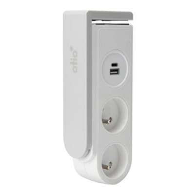 Abbildung von Gekko Steckdosenleiste zum Aufstecken, mit USB Ladegerät, Weiß OTIO