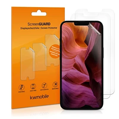 Abbildung von kwmobile 3X Displayschutzfolie kompatibel mit Apple iPhone 13 Pro Folie klare Schutzfolien Set in transparent