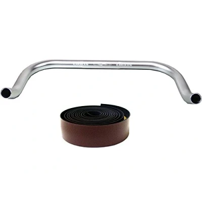 Abbildung von Bullhorn Fixie Singlespeed Lenker Silber mit Lenkerband (braun, 440 Millimeter)