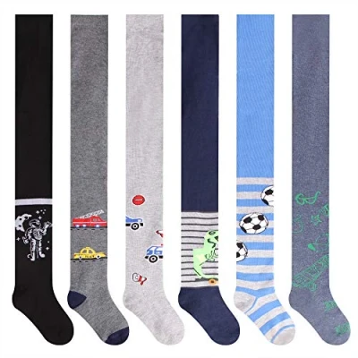 Abbildung von L&amp;K II 6er Kinder Baby Jungen Strumpfhose Strickstrumpfhose mit Dino Auto Fussball Motiv mehrfarbig 27253 86 92
