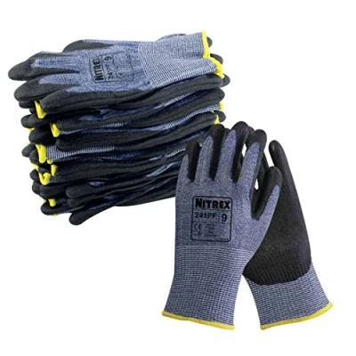 Abbildung von NITREX Unigloves 241PF Wiederverwendbare schnittfeste Handschuhe, PU Handflächenbeschichtete Handschuhe mit nahtlosem schnittfestem Innenfutter, Blau/Schwarz
