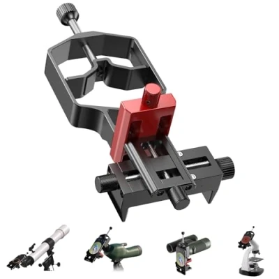 Abbildung von miniASTRO 3 Achsen Hochpräziser Universal Digiskopier Adapter: Tridaptor Metallhalterung zum Verbinden von Smartphone mit Teleskop Spektiv, Monokular Mikroskop, Fernglas (Tridaptor ohne Bluetooth)
