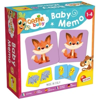 Abbildung von Lisciani CAROTINA Baby Memo Für Kinder von 1 bis 4 Jahren Tierbabys Pädagogisches Gesellschaftsspiel Gedächtnisspiel und Denkspiel 24 Karten Hergestellt in Italien