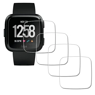 Abbildung von iDaPro Displayschutz Folie für Fitbit Versa Lite Edition/Fitbit Smartwatch Screen Protector schutzfolie 9H Härte Gehärtetes Glas Einfache Installation [4 Stück]