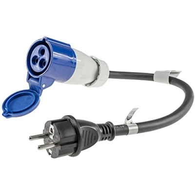 Abbildung von Systafex® Adapterkabel 35cm Bauwagen Wohnwagen Adapter CEE Stromkabel 16A IP44 Strom Schutzkontakt zu CEE, 35 cm, H07RN F 3G1,5mm²