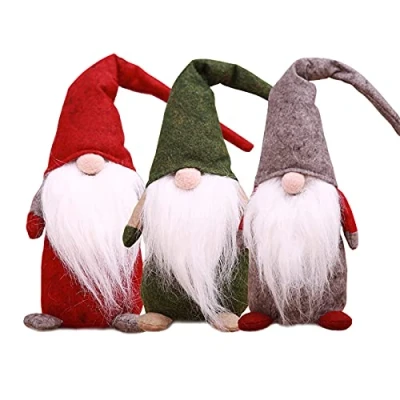 Abbildung von CHEYLIZI 3Stk Weihnachtswichtel Figuren Gross Wichtel Filz für Kinder Weihnachtsdekoration Plüsch Weihnachtsmann Handgemachte Schwedische Zwerg Weihnachten