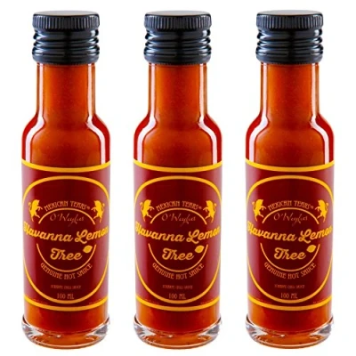 Abbildung von Mexican Tears® Havanna Lemon Tree Hot Sauce 3er Pack, scharfe aus Chipotle und Habanero Chilis [3x100ml Chilisauce]