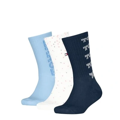 Abbildung von Tommy Hilfiger KIDS SOCK Unisex 3 PACK Socken für Kinder, Größe: 35 38, Blue/white