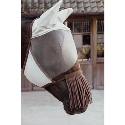 Abbildung von Kentucky Fliegenmaske Classic mit Ohren und Nasenfransen Silber cob