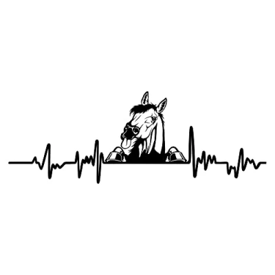 Abbildung von Finest Folia Aufkleber Herzschlag Tiere Breite 27cm Lifeline Heartbeat Deko Sticker Selbstklebend für Auto Kühlschrank Laptop Autoaufkleber K150 (Schwarz Glanz, 22 Pferd)