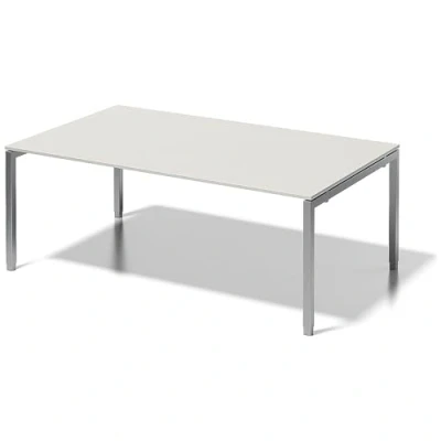 Abbildung von BISLEY Cito Chefarbeitsplatz/Konferenztisch, 650 850 mm höheneinstellbares U Gestell, Metall, Gw355 Dekor Grauweiß, Gestell Silber, 120 x 200 85 cm