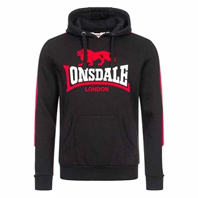 Abbildung von Lonsdale Normale Passform Langwell Kapuzenpullover, Herren, Größe: Small, Black white red