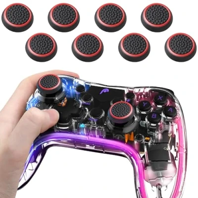 Abbildung von Fosmon (8 Pack Silicone Thumb Grip Controller Analog Stick Joystick Kappen (Rot/Schwarz)