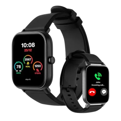 Abbildung von Abyx FIT Ozone 3 Smartwatch 1,6 Zoll, Standby 20 Tage, Bluetooth 5.0, Beschleunigungsmesser, IP68 Wasserdicht, Herzfrequenzmessung, Schlafanalyse, Musik, Kompatibel mit Android iOS, Schwarz