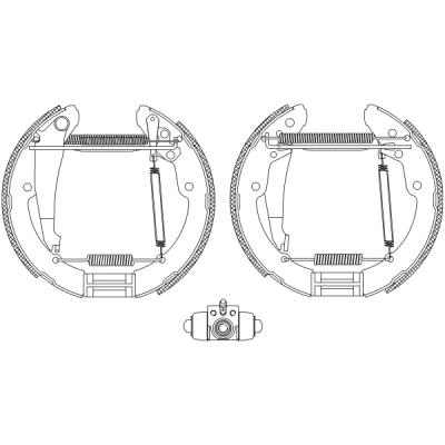 Abbildung von TEXTAR Shoe Kit Pro 84052401 Bremsensatz, Trommelbremse mit Radbremszylinder, Stellelement VOLKSWAGEN: Caddy 2 Kastenwagen, Kombi