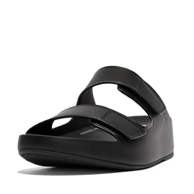 Abbildung von Fitflop Damen Lulu Adjustable Leather Slides Schiebe Sandalen, Schwarz, 43 EU