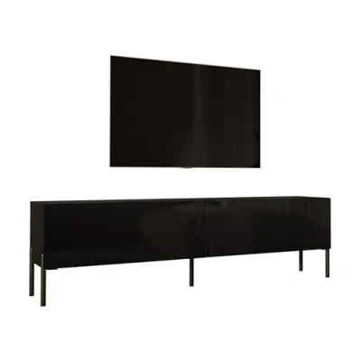 Abbildung von 3E 3xE living.com TV Schrank in Schwarz Matt/Schwarz Hochglanz mit Beinen Schwarz, A: B: 170 cm, H: 52 T: 32 cm