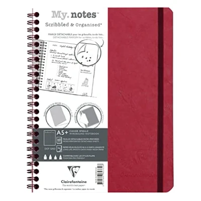 Abbildung von Clairefontaine 782332C Age Bag My.Notes Spiralheft mit abtrennbaren Rändern, 16x21cm, 60 Blatt 90g DOT Rot, 1 Stück