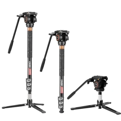 Abbildung von Einbeinstativ, Cayer FP34DV 71 Zoll Professionelles Einbeinstativ Stativ Aluminium mit flüssigem Schwenk Neige Kopf für Canon Nikon Sony Olympus Panasonic DSLR Kamera