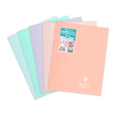 Abbildung von Clairefontaine 984481C Packung mit 10 Heften Koverbook Blush DIN A4+, 24x32cm, 24 Blatt Französische Lineatur, 90g, Einband PP, farbig sortiert, 1 Pack