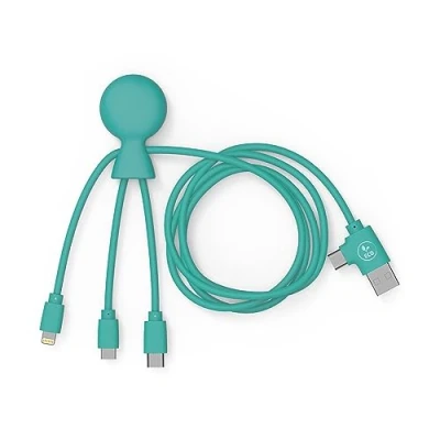 Abbildung von Xoopar Mr Bio Multi USB Kabel Lang 1m Krakenförmig Minze Universelles Ladegerät Aus Recyceltem Kunststoff USB, C, Lightning, Micro Smartphone Stecker Universal