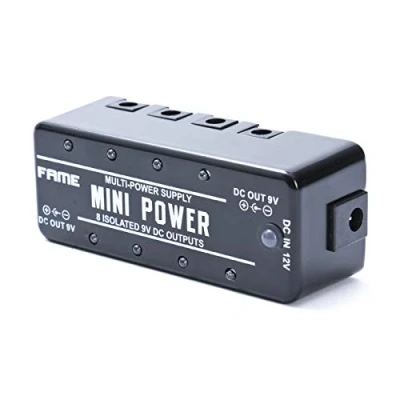 Abbildung von Fame Netzteil, Multinetzteil mit 9V DC und 300mA für 8 Effektgeräte, Gitarrenzubehör Pedale, inklusive 12 V Adapter, LEF 329 Mini Power