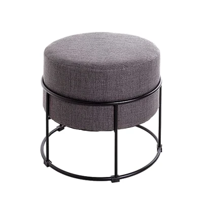 Abbildung von HAKU Möbel Hocker anthrazit, schwarz, MDF, Metall, Textilgewebe Maße: H 44 cm x Ø 48 cm, Style: Art Deco