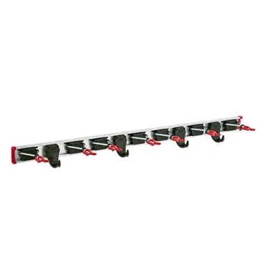 Abbildung von BRUNS 100cm Gerätehalter Set 7 4 Gerätehaken 1 Führungsschiene 100 cm lang, Wand, Garten &amp; Garage, Werkzeughalter Gartengerätehalter