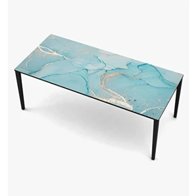 Abbildung von MyMaxxi Selbstklebende Tischfolie Marmor Eisplatten blau kompatibel mit IKEA Lacktisch Steine Mauer Farbverlauf Mauerziegel Möbelfolie Aufkleber blasenfrei zu verkleben, 78 x 118cm