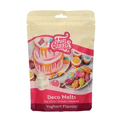 Abbildung von FunCakes Deco Melts Joghurtgeschmack Dip, Drip, Dekorieren! in der Mikrowelle schmelzen und jede Form gießen. Machen Sie Süßigkeiten, dekorieren Kuchen, Kekse Cupcakes! AZO frei. 250 g