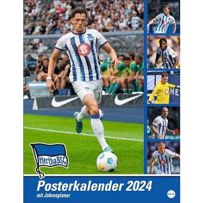 Abbildung von Hertha Posterkalender 2024. Fotokalender mit den Spielern des BSC. Praktischer Jahres Wandkalender 2024 für Fußballfans. Hochwertiger Bild Kalender zum Aufhängen.