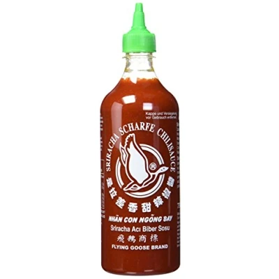 Abbildung von FLYING GOOSE Sriracha scharfe Chilisauce scharf, grüne Kappe, Würzsauce aus Thailand, 2er Pack (2 x 730 ml)
