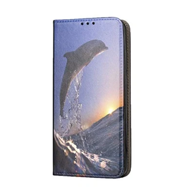 Abbildung von KX Mobile Hülle für Samsung Galaxy S20 FE Handyhülle Motiv 626 Delfin im Meer Delphin Blau Grau Premium Smart aus Kunstleder einseitig bedruckt HandyCover