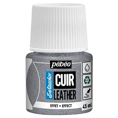 Abbildung von Pébéo Setacolor Leder Acrylfarbe für und Kunstleder Personalisierung von Taschen, Schuhen, Sneakern kratz , knick scheuerfest Glitzereffekt Silberne Pailletten 45 ml