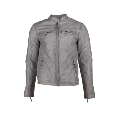 Abbildung von JCC MIT ZWEI Brusttaschen Macadam Lederjacke, Herren, Größe: 4XL, Grey