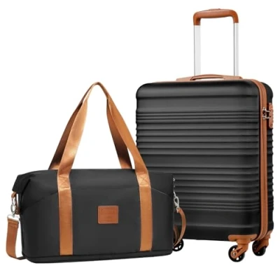 Abbildung von COOLIFE Handgepäck Koffer 55x40x20cm und Kabinentasche 20L(45x36x20cm) Set für Ryanair Fluggesellschaft Kabinengepäck Hartschlagenkoffer Leichtgewicht mit TSA Schloss